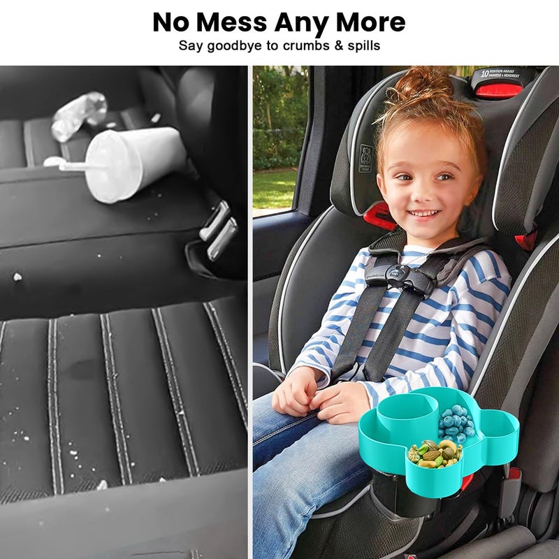 BlueOrigin Car Seat Tray - Convert Cup Holder to a Tray for Snacks, Toys, 360 Rotatable for Kids Travel, Anywhere with Cup Holder (Teal) - Image 2